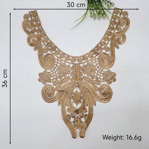 Appliques de luxe en dentelle lavable avec fil doré, à coudre, pour la décoration de vêtements DIY - Product Image 4