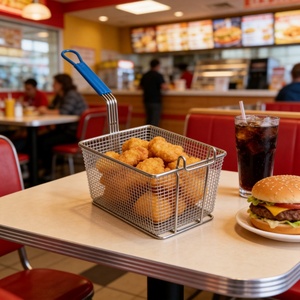 <span class=keywords><strong>Panier</strong></span> <span class=keywords><strong>de</strong></span> friture rectangulaire XL personnalisable en acier inoxydable 201 304 écologique pour poulet frit, frites et cuisine - Product Image 4