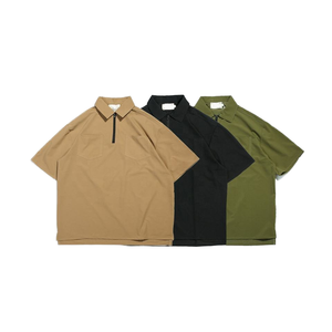 Chemise décontractée d'été pour homme 100% coton tricoté uni à manches courtes col rond poche avant coupe ample séchage rapide écologique - Product Image 3