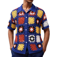European American Style Thin Crochet Knit Herren Polos hirt Mode Casual Hollow Out Single Breasted Herren Strickjacke