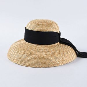 Chapeau cloche d'été pour femme en paille naturelle à large bord, protection solaire, idéal pour les voyages, les vacances, la plage et les activités de plein air - Product Image 1