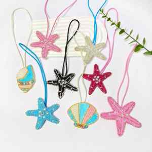 Breloques de sac marines, porte-clés étoile de mer cousus main, pendentifs de sac, accessoires DIY pour patchwork textile et vêtements - Product Image 1