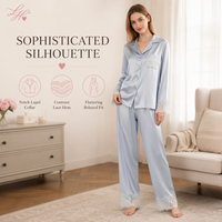 Ensemble pyjama en satin de soie pur à manches longues et boutonnage frontal pour femme, prêt à être expédié, livraison rapide, vêtements de détente de luxe pour la maison