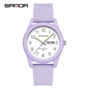 Reloj de Cuarzo Minimalista y Sencillo para Parejas Sanda, Caja de Acero Inoxidable, Luminoso, con Calendario Chino-Inglés - Product Image 5