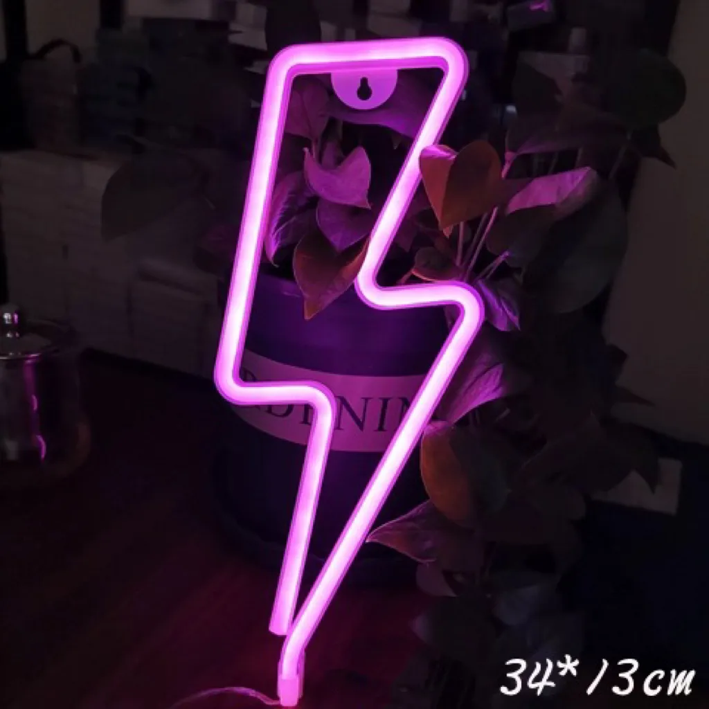 LED Bolt Flash Lightning Thunder ThunderBolt Neon Light Lamp Sign For Desk Wall Decor Restaurant Bar Office