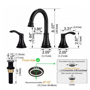 360 <span class=keywords><strong>A</strong></span>érateur d'extension de <span class=keywords><strong>robinet</strong></span> rotatif Tête de pluie de 8 pouces Robinets de lavabo à 3 trous - Product Image 4