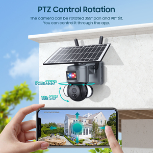 กล้อง PTZ แบบโซลาร์เซลล์ 3MP พร้อมแบตเตอรี่ 12000mAh ไร้สาย 2.4G WiFi กล้องรักษาความปลอดภัยภายนอกอาคาร ภาพสีเต็มรูปแบบในเวลากลางคืน - Product Image 4