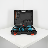 Kit combiné perceuse et clé à chocs sans fil Batterie au lithium 21V avec étui rigide et accessoires en plastique