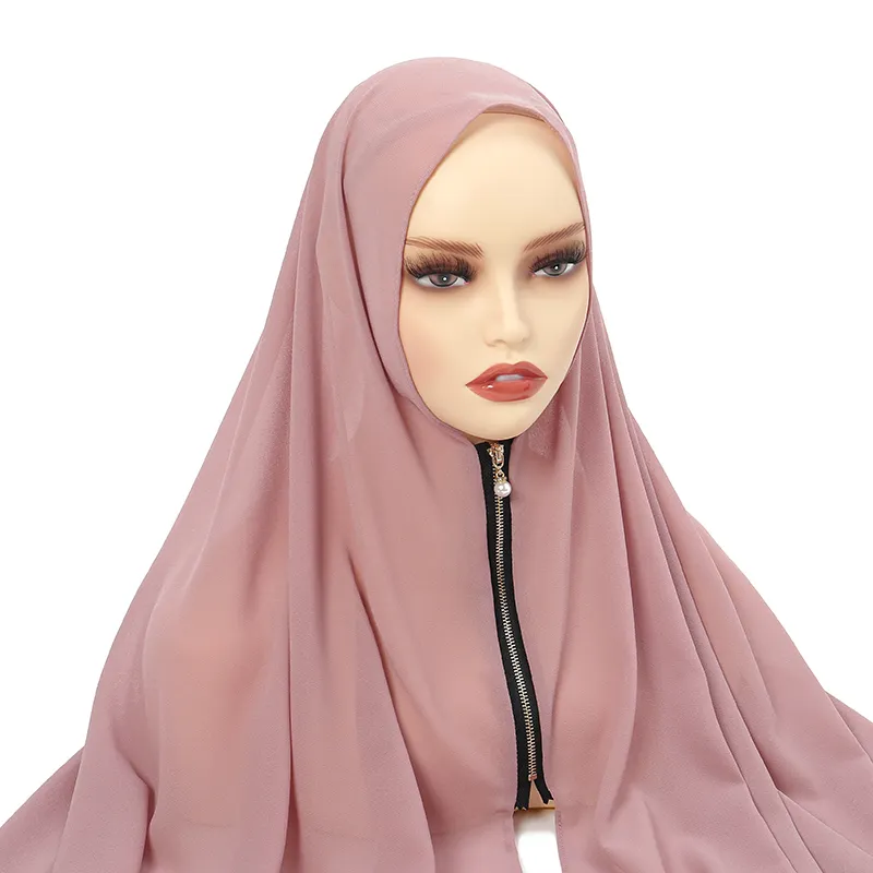 وشاح للمرأة المسلمة طويل اللون بسحاب وشاح للسيدات من الشيفون بسعر الجملة