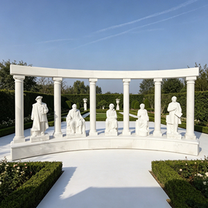 Pergola di Lusso in Marmo Bianco Curvato, Colonna Romana Intagliata a Mano, Corridoio in Pietra per Villa, Giardino, Matrimoni e Decorazioni Paesaggistiche - Product Image 4