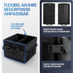 Organisateur de coffre de voiture de qualité supérieure avec couvercle stable et antidérapant-Sac de coffre de voiture pliable grand avec double étagères - Product Image 3