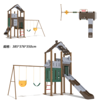 Petit ensemble de terrain de jeu extérieur avec mur d'échelle d'escalade à toit pivotant et maison de jeu pour enfants pour la maison, le jardin ou le parc