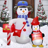 Ourwarm Décoration de Noël gonflable personnalisée pour extérieur, pingouin et bonhomme de neige, 5,9 pieds, polyester 190T