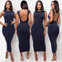Nouvelle robe dos nu côtelée robe longue tricotée pour femmes robe longue sexy sans manches pour femmes