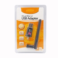 Adapter WiFi USB 600Mbps Murah Laris Manis Dual Band 2.4G+5G Kartu Jaringan Nirkabel dengan Antena untuk Desktop Laptop