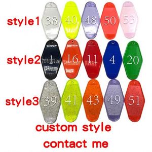 Custom Logo Color Material Promotional Blank <b>Plastic</b> Retro Vintage Motel Room Hotel Keychain - Product Image 4