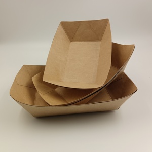 Bandeja de Papel Reciclado Biodegradable con Forma de Barco para Hot Dogs, Impresión de Logotipo Personalizado - Product Image 1