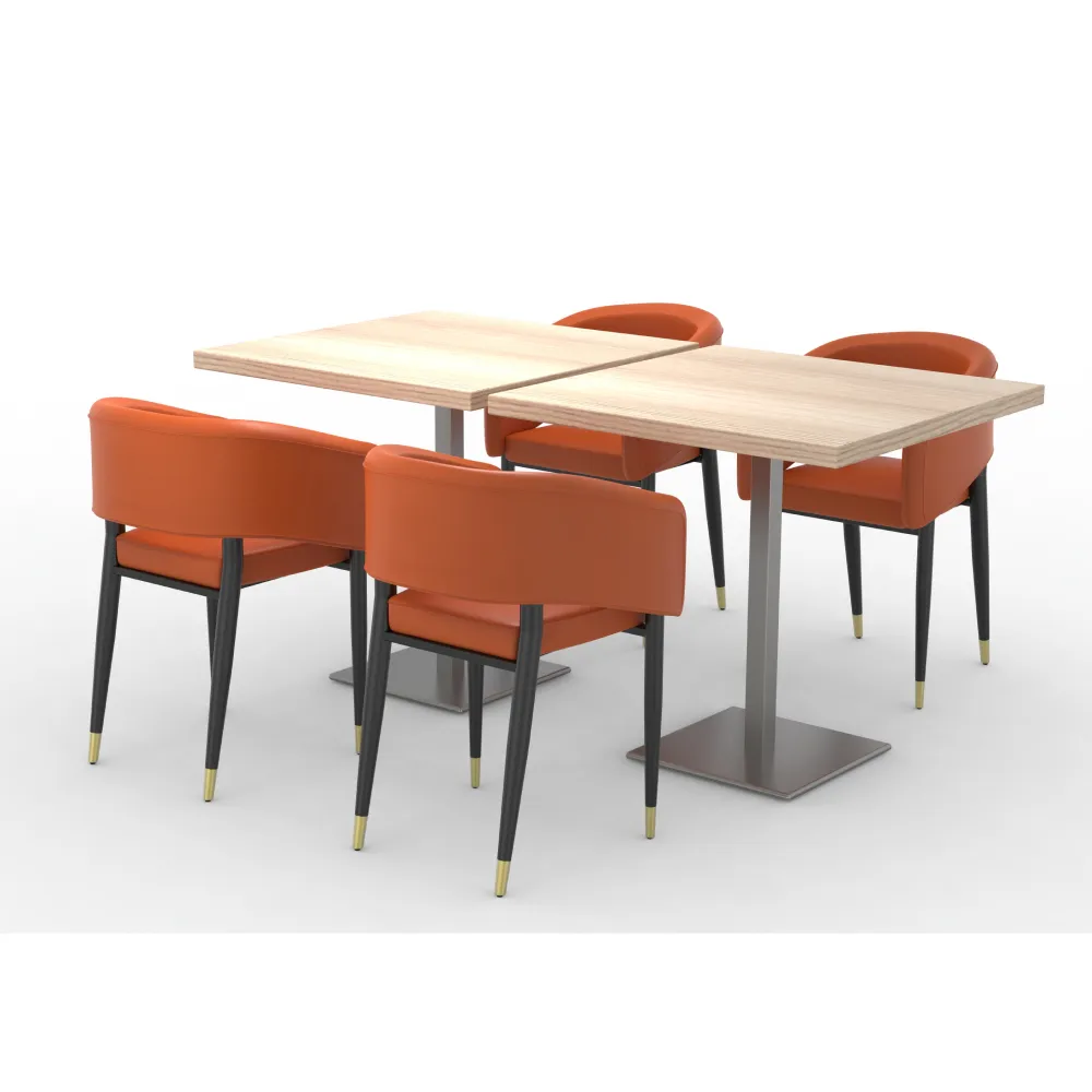 주문을 받아서 만들어진 하이 퀄리티 현대 다이닝 체어 골드 다리 의자 테이블과 의자 세트 레스토랑 가구 바 커피 숍