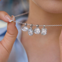 316L Edelstahl PVD Goldplattiert CZ Anhänger Halskette Tropfenform Quadratisch Rund Geometrisch Kristallkette Modeschmuck Großhandel