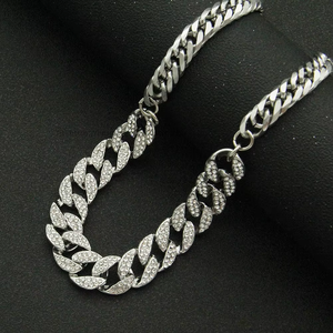 สร้อยคอผู้ชายแบบ Cuban Chain Splicing, เครื่องประดับสแตนเลสสำหรับผู้ชายและผู้หญิง สร้อยคอ Tanjing - Product Image 2
