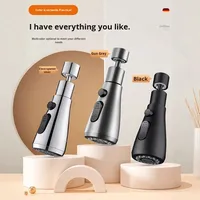 Robinet de cuisine HUBEN au design moderne en ABS argenté, avec accessoires de pulvérisation rotatifs universels à 2 fonctions
