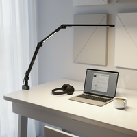 Lampe de bureau LED DC double lumière, moderne et simple, à bras réglable, protection oculaire, flexible, pour études, chambres et bureaux, 4 modes d'éclairage