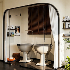 <span class=keywords><strong>Cage</strong></span> à étages pour animalerie, style minimaliste et texturé, avec rideaux et étagères latérales pour l'affichage des animaux - Product Image 4