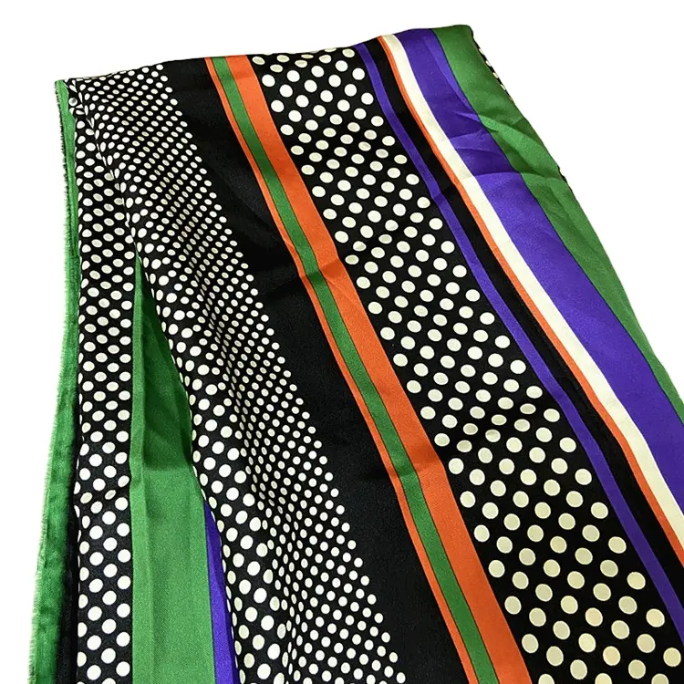 Tela de sarga de seda pura con estampado de puntos de 14mm para bufanda personalizada
