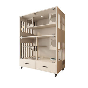 Villa pour chat extra large écologique Cage à chat en bois commerciale Modèle solide Fermeture à bouton Nid Cabinet pour intérieur/extérieur - Product Image 5