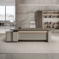 Nouveau bureau de direction moderne en forme de L, bureau de PDG de luxe blanc, grand mobilier de bureau, poste de travail avec armoire latérale