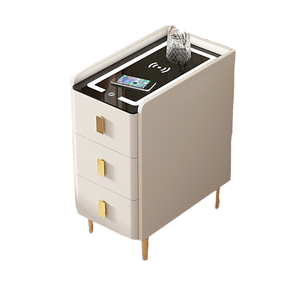 <strong>Mirrored</strong> White <strong>Nightstands</strong> Wood French <strong>Nightstands</strong> Smart <strong>Nightstand</strong> with Wireless Charging - Product Image 3