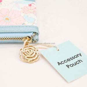 Ensemble de 2 trousses à maquillage en cuir PU bleu floral de luxe, étiquette privée, design original pour femmes - Product Image 5