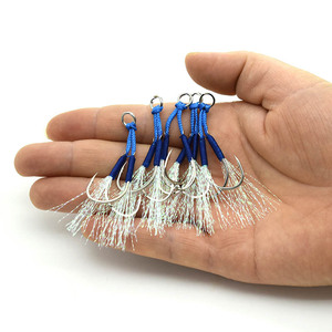 Hameçons doubles à rainures pour leurres de pêche en mer, pour la pêche en bateau en eau salée, hameçons en fer plaqué pour cordes, couleurs rose, vert, bleu, taille 10 - Product Image 4