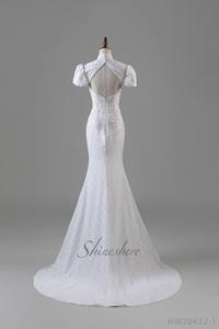 Vestido de novia Vintage de encaje marfil para mujer, manga corta, cola pequeña, sirena, <span class=keywords><strong>2022</strong></span> - Product Image 2