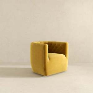 Nouvelle chaise pivotante en velours doré Delaney moderne - Durable et portable pour salon, chambre, salle à manger et hôtel - Product Image 6