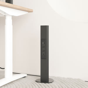 Multiprise sur pied avec 3 prises CA, 2 ports de charge USB, mise à la terre automatique, design moderne, 10A, NFC - Product Image 2