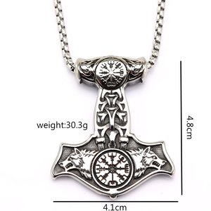 Collier unisexe en acier inoxydable de style nordique avec pendentif double loup Viking, cadeau - Product Image 5