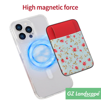 Penyangga Kartu Ponsel Magnetik Motif Bunga Bohemian Polka Dot, Elastis, Tempel, Anti Jatuh, Dompet Ponsel untuk magsafe