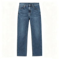 Jean pour homme 5 poches coupe droite en denim décontracté ample pour usage quotidien avec taille confortable