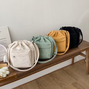 <b>Bag</b> Casual Daily Travel Portable <b>Bucket</b> <b>Bag</b> Shoulder Crossbody <b>Bags</b> <b>for</b> <b>Women</b> Hot Sale Drawstring Corduroy Messenger - Product Image 1