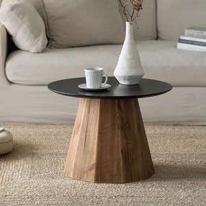 Table basse ronde en bois massif, style vintage, meubles de salon - Product Image 4