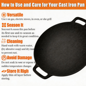 Padella Tawa in <span class=keywords><strong>Ghisa</strong></span> da 37 cm per Uso Intensivo, Grado Commerciale, Piana, Pre-Stagionata, con Doppi Manici, per Ristoranti - Product Image 2