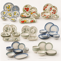 Service de vaisselle en mélamine écologique à rayures bleues et blanches – Gobelets, assiettes légères, vaisselle sans BPA, compatible lave-vaisselle