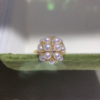 Bague Hortensia en Or 14K à Haute Brillance Naturelle avec Perle d'Eau Douce Blanche et Micro-Incrustation de Zircon, Bijou pour Femme, Cadeau