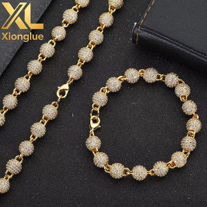 8mm Neck <b>Chain</b> for Women Gold Plated <b>Iced</b> Out <b>Chain</b> Micro Pave Cz Jewelry Round Bead Necklace - Product Image 5