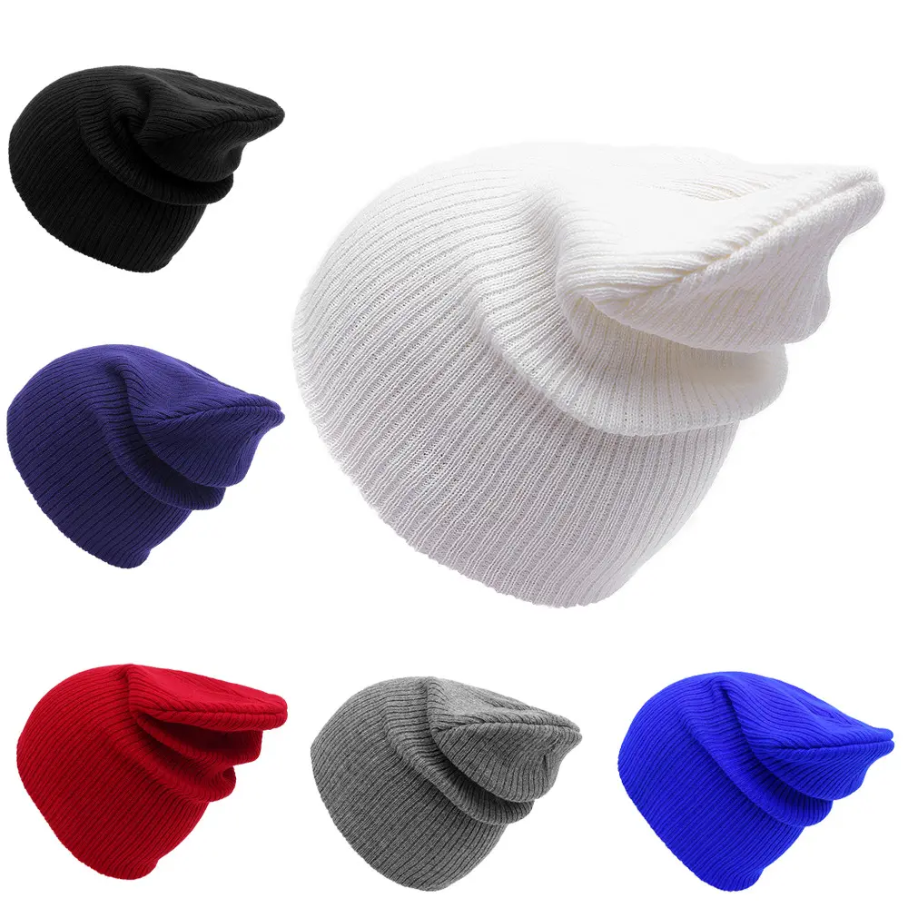 Unisex Double Layer Warm Winter Ski Hat Beanie Customized Solid Color Plain Beanie Warm Cap Hat