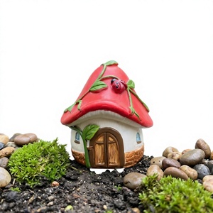 ROOGO Créatif et Mignon, Pot de Fleurs en Résine Faite à la Main, Scène Maison Champignon, Miniature de Paysage, Ornement de Bureau - Product Image 4