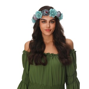 Couronne <span class=keywords><strong>de</strong></span> fleurs artificielles multicolores populaire pour mariage, accessoires <span class=keywords><strong>de</strong></span> cheveux, serre-tête rose pour femme, bandeaux <span class=keywords><strong>de</strong></span> mariée, couronne florale - Product Image 2