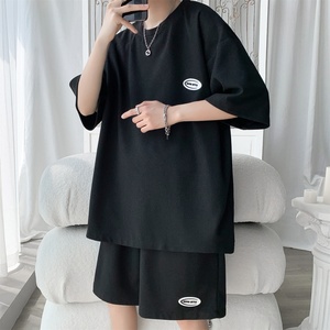 Ensemble de sport décontracté deux pièces pour homme grande taille, été, t-shirt tricoté respirant à manches courtes et short imprimé de cinq pouces - Product Image 5