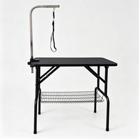 Table de toilettage pliable professionnelle pour chien avec bras réglable et noeud, pieds en fer noir, station de toilettage portable pour animaux de compagnie